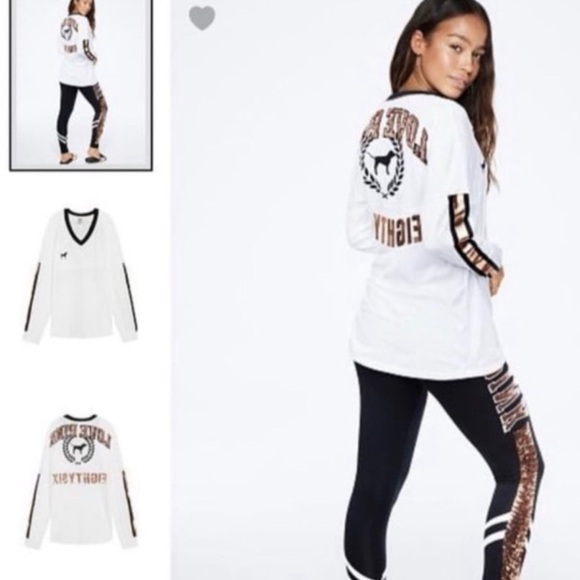 PINK Victoria's Secret White V-Neck Tee - Picture 2 of 11